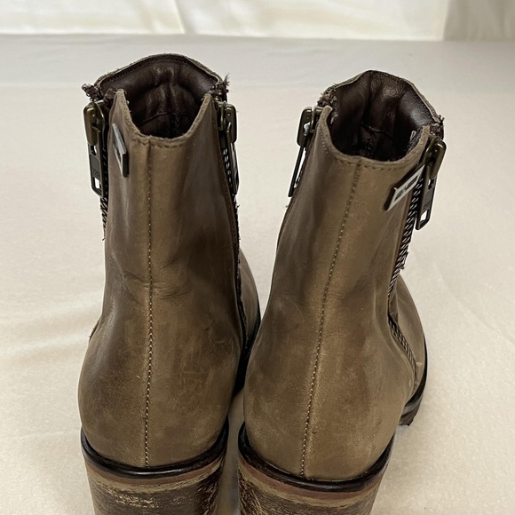 Harley-Davidson Boots Womens 9 Brown Leather Ankle Moto Chunky Heel Double Zip - Picture 13 of 16